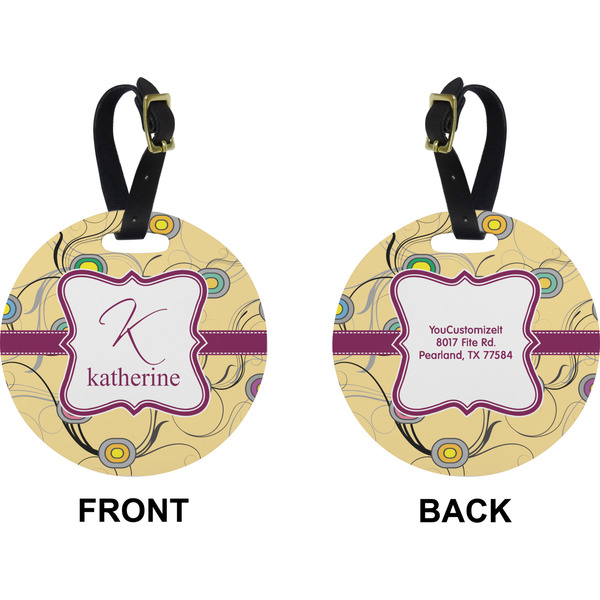 Ovals & Swirls Circle Luggage Tag (Front + Back)