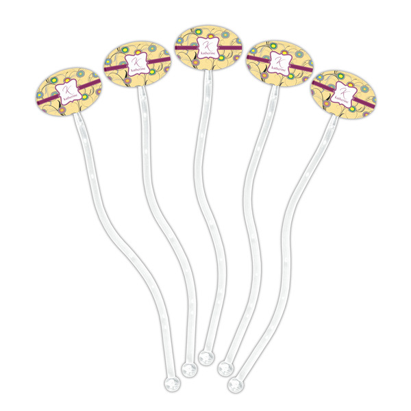 Ovals & Swirls Clear Plastic 7" Stir Stick - Oval - Fan