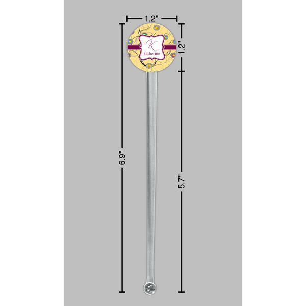 Ovals & Swirls Clear Plastic 7" Stir Stick - Round - Dimensions