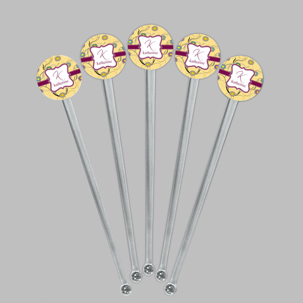 Ovals & Swirls Clear Plastic 7" Stir Stick - Round - Fan View