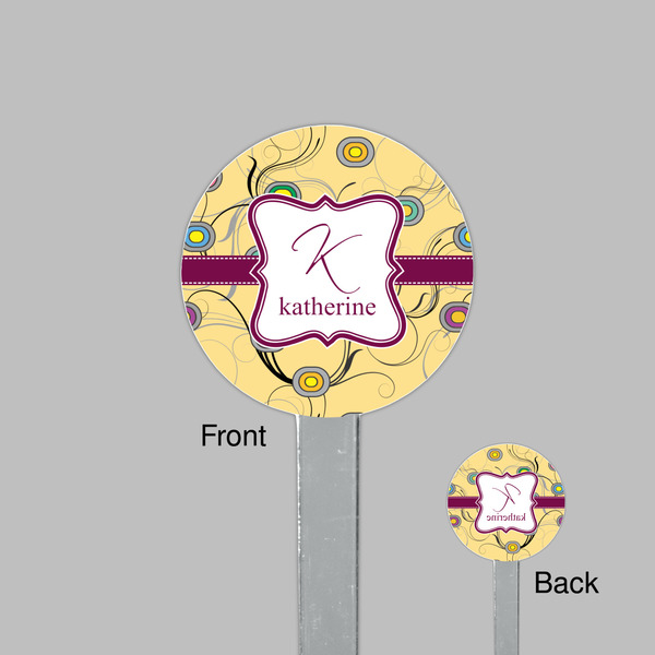 Ovals & Swirls Clear Plastic 7" Stir Stick - Round - Front & Back