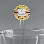 Ovals & Swirls 5.5" Round Plastic Stir Sticks - Clear (Personalized)