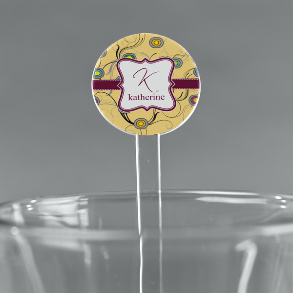 Custom Ovals & Swirls 5.5" Round Plastic Stir Sticks - Clear (Personalized)