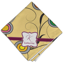 Ovals & Swirls Cloth Dinner Napkin - Single w/ Name and Initial