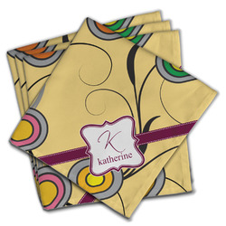 Ovals & Swirls Cloth Dinner Napkins - Set of 4 w/ Name and Initial