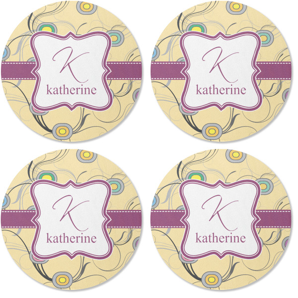Ovals & Swirls Coaster Round Rubber Back - Apvl