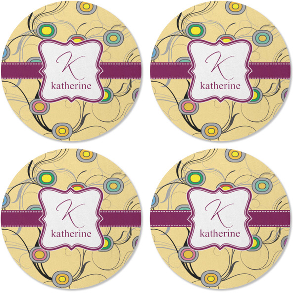 Ovals & Swirls Coaster Round Rubber Back - Apvl