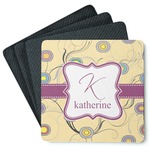 Ovals & Swirls Square Rubber Backed Coasters - Set of 4 (Personalized)
