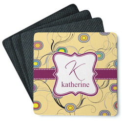 Ovals & Swirls Square Rubber Backed Coasters - Set of 4 (Personalized)