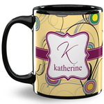 Ovals & Swirls 11 Oz Coffee Mug - Black (Personalized)