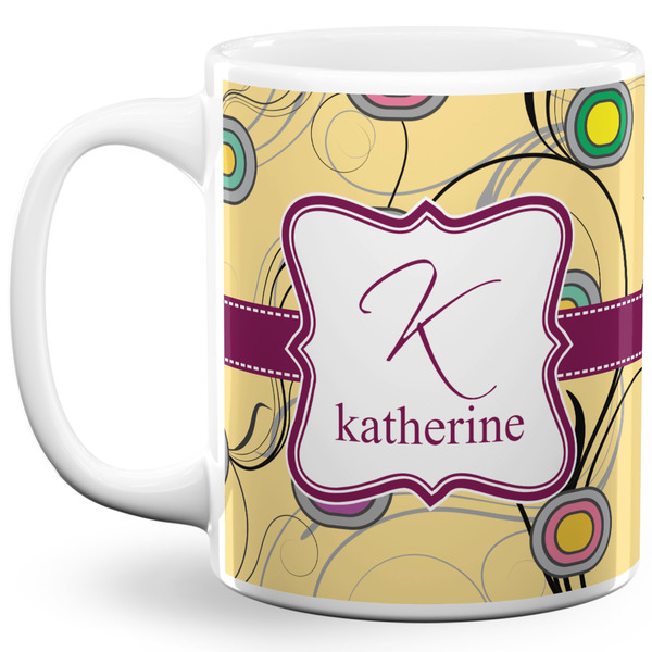 Custom Ovals & Swirls 11 Oz Coffee Mug - White (Personalized)