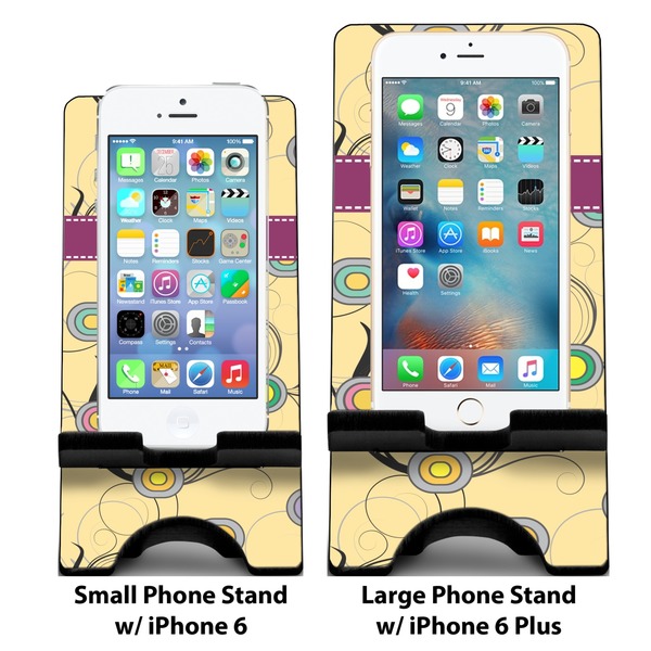 Ovals & Swirls Compare Phone Stand Sizes - with iPhones
