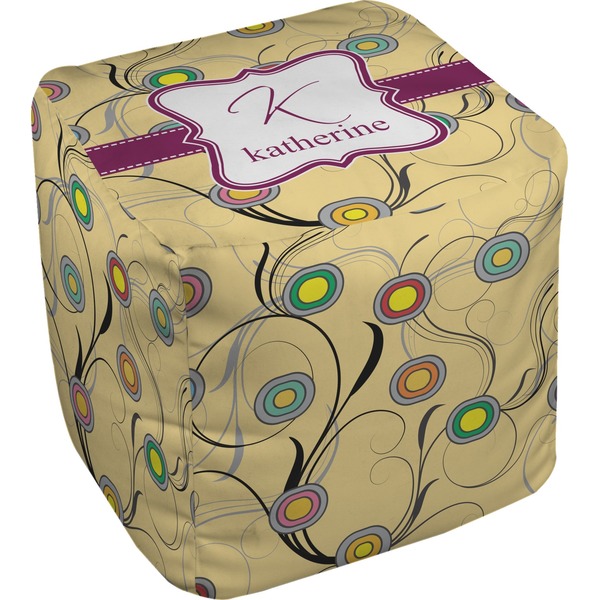 Custom Ovals & Swirls Cube Pouf Ottoman - 18" (Personalized)