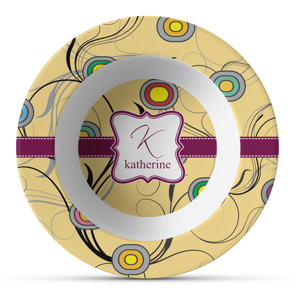 Custom Ovals & Swirls Plastic Bowl - Microwave Safe - Composite Polymer (Personalized)