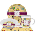 Ovals & Swirls Dinner Set - Single 4 Pc Setting w/ Name and Initial