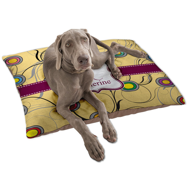 Custom Ovals & Swirls Dog Bed - Large w/ Name and Initial