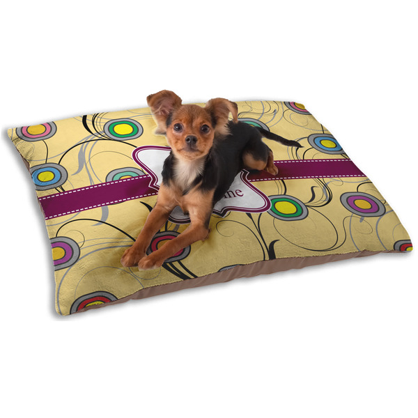 Custom Ovals & Swirls Dog Bed - Small w/ Name and Initial