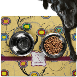 Ovals & Swirls Dog Food Mat - Large w/ Name and Initial