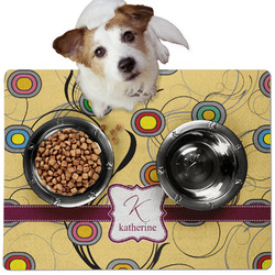 Ovals & Swirls Dog Food Mat - Medium w/ Name and Initial