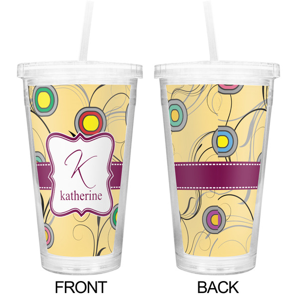 Ovals & Swirls Double Wall Tumbler with Straw - Approval