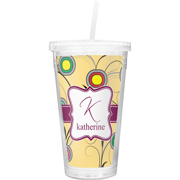 Custom Ovals & Swirls Double Wall Tumbler with Straw (Personalized)