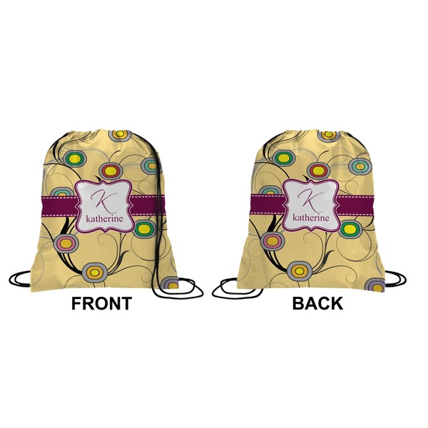 Ovals & Swirls Drawstring Backpack Front & Back Small