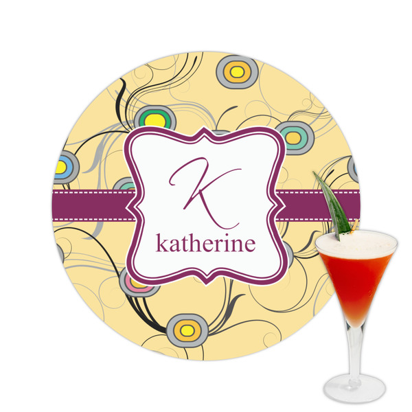 Custom Ovals & Swirls Printed Drink Topper -  2.5" (Personalized)
