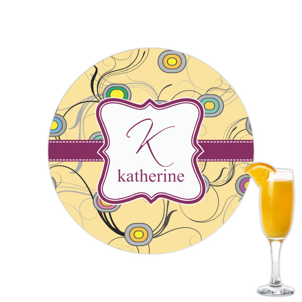 Custom Ovals & Swirls Printed Drink Topper - 2.15" (Personalized)