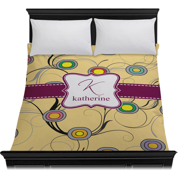 Ovals & Swirls Duvet Cover - Queen - On Bed - No Prop