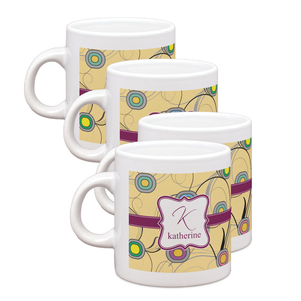 Custom Ovals & Swirls Single Shot Espresso Cups - Set of 4 (Personalized)