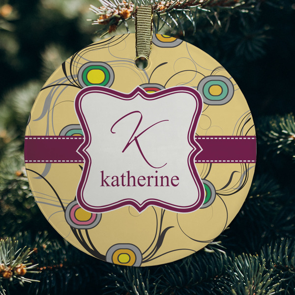 Ovals & Swirls Frosted Glass Ornament - Round (Lifestyle)