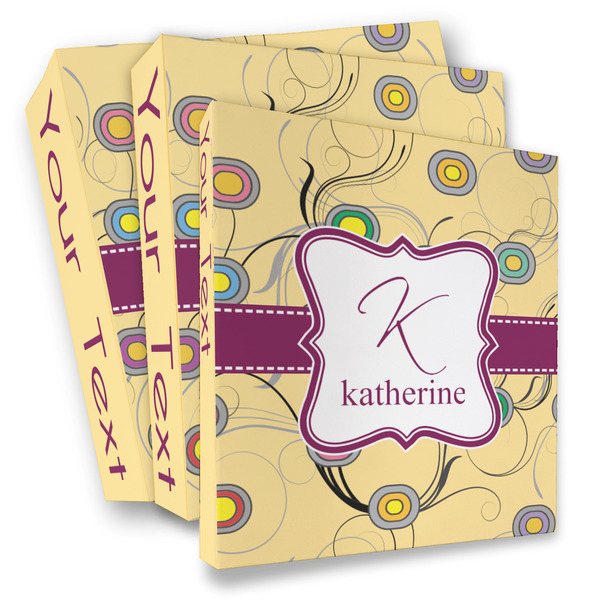 Custom Ovals & Swirls 3 Ring Binder - Full Wrap (Personalized)