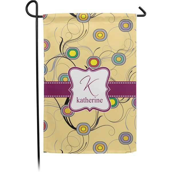 Custom Ovals & Swirls Small Garden Flag - Single Sided w/ Name and Initial