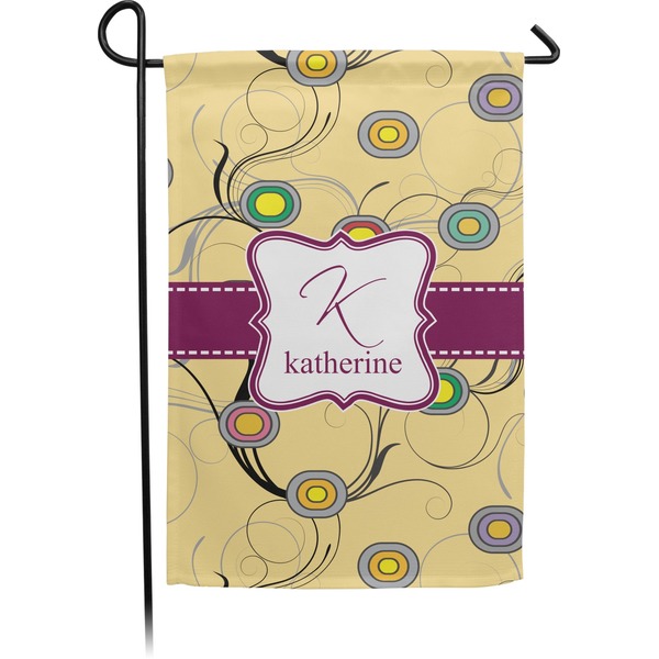 Custom Ovals & Swirls Small Garden Flag - Double Sided w/ Name and Initial