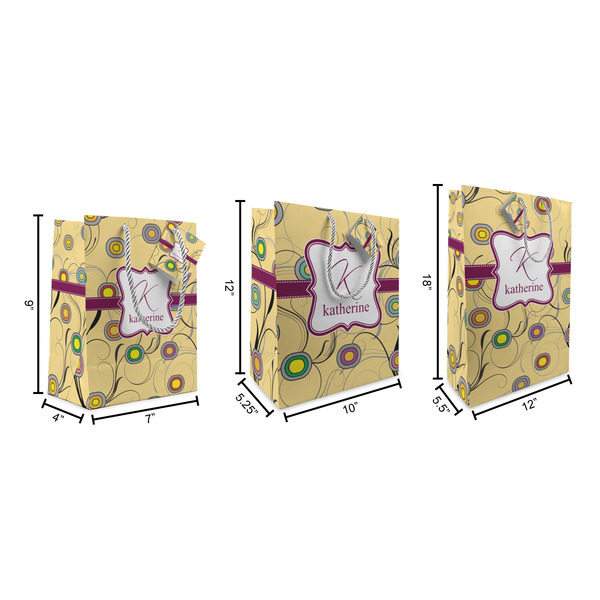 Ovals & Swirls Gift Bags - All Sizes - Dimensions
