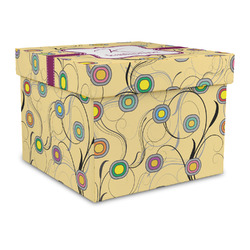 Ovals & Swirls Gift Box with Lid - Canvas Wrapped - Large (Personalized)