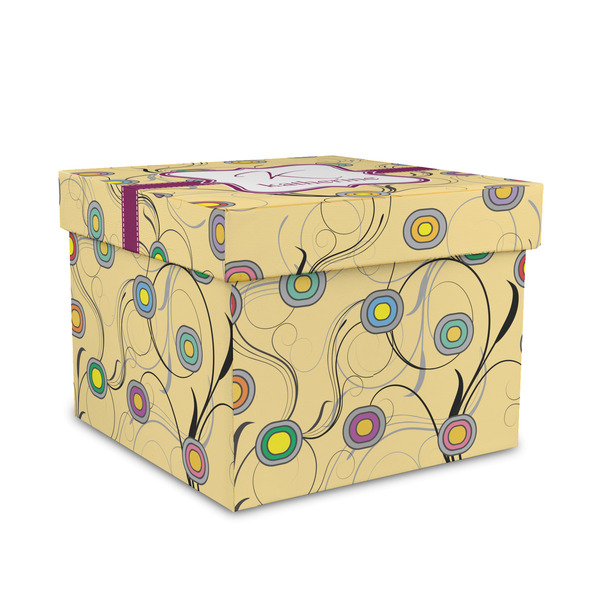 Custom Ovals & Swirls Gift Box with Lid - Canvas Wrapped - Medium (Personalized)