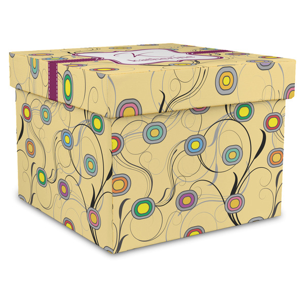 Custom Ovals & Swirls Gift Box with Lid - Canvas Wrapped - X-Large (Personalized)
