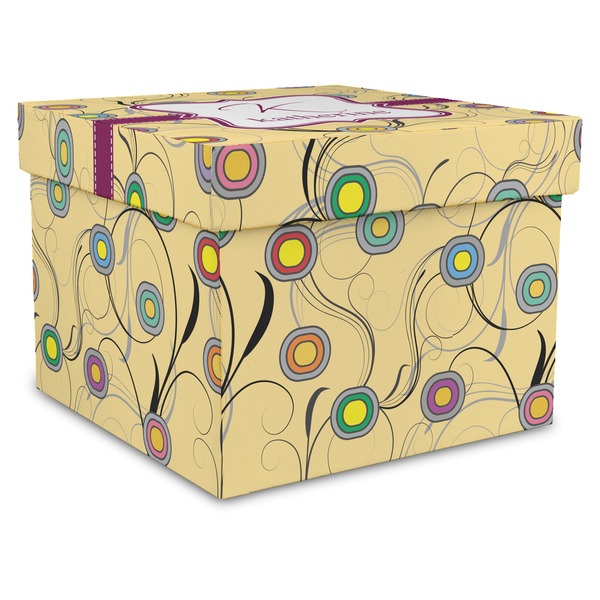Custom Ovals & Swirls Gift Box with Lid - Canvas Wrapped - XX-Large (Personalized)