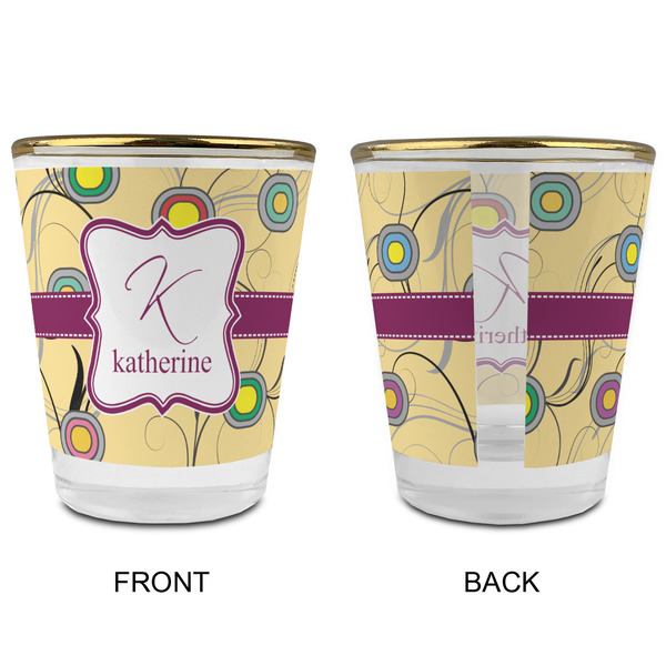 Ovals & Swirls Glass Shot Glass - with gold rim - APPROVAL