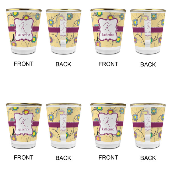 Ovals & Swirls Glass Shot Glass - with gold rim - Set of 4 - APPROVAL