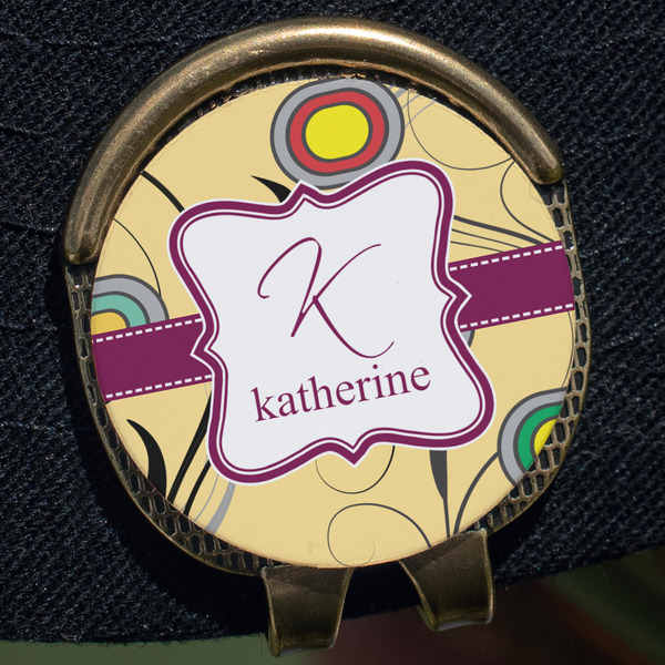 Ovals & Swirls Golf Ball Marker Hat Clip - Gold - Close Up