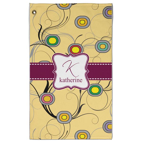 Custom Ovals & Swirls Golf Towel - Poly-Cotton Blend - Large w/ Name and Initial