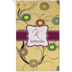 Ovals & Swirls Golf Towel - Poly-Cotton Blend - Small w/ Name and Initial