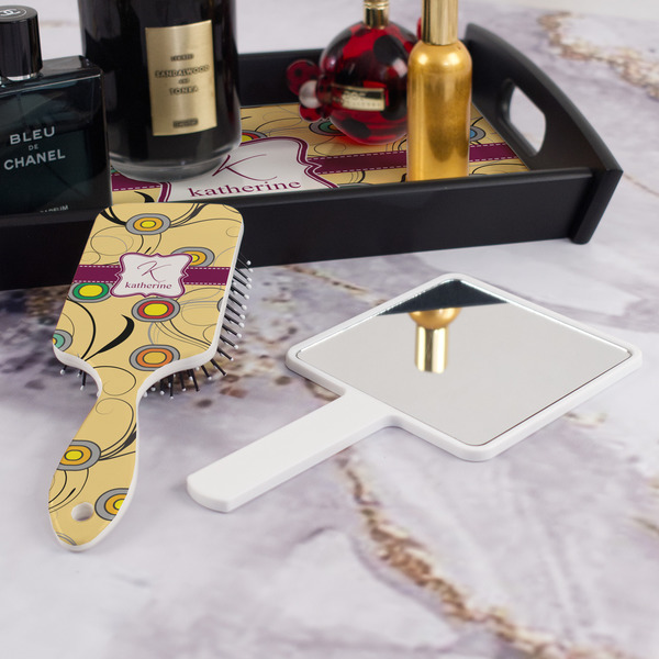 Ovals & Swirls Hair Brush - With Hand Mirror