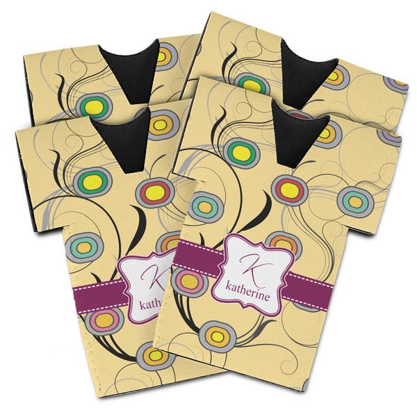 Custom Ovals & Swirls Jersey Bottle Cooler - Set of 4 (Personalized)