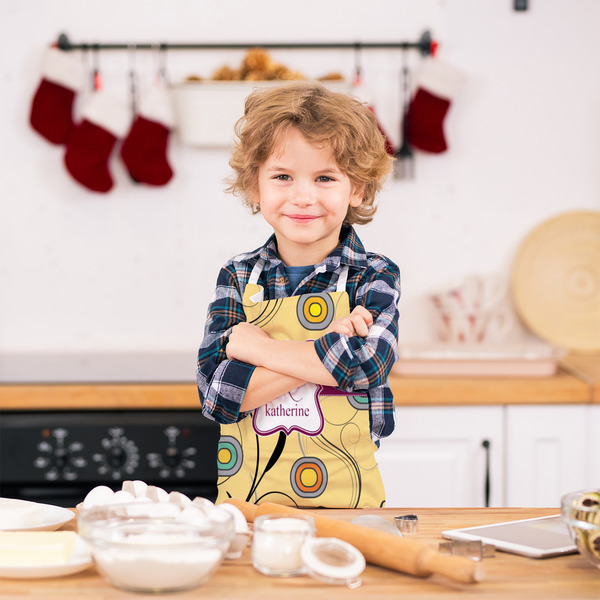 Ovals & Swirls Kid's Aprons - Small - Lifestyle