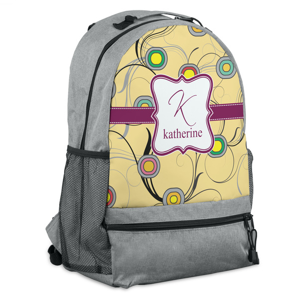 Custom Ovals & Swirls Backpack - Grey (Personalized)