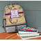 Ovals & Swirls Large Backpack - Gray - On Desk