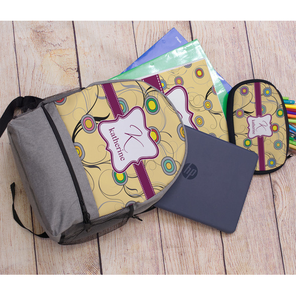 Ovals & Swirls Large Backpack - Gray - With Stuff